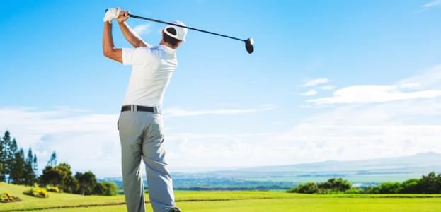Image 1 bigstock Man Playing Golf on Beautiful 73126537