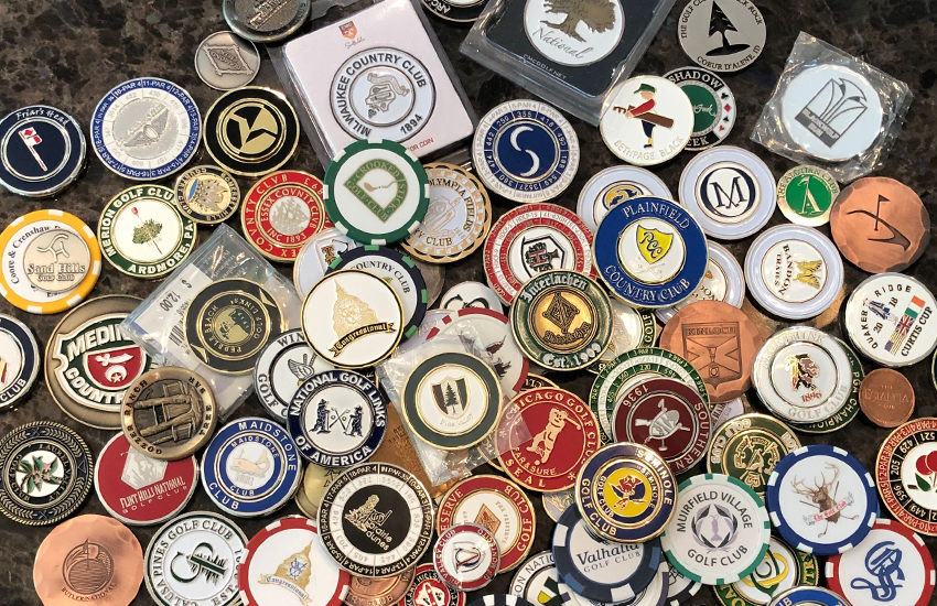 Golf ball markers from the top golf courses in the world