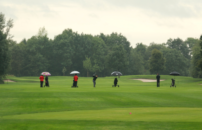 Golfing in the rain